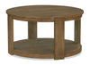 Declan 31.5" Modern Round Coffee Table with casters – Natural Wood  | Table à café ronde moderne Declan de 31,5 po avec roulettes - bois naturel