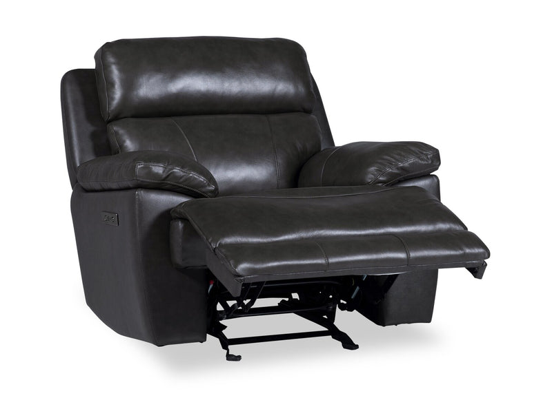 Sorrento 42\" Genuine Leather Power Reclining Chair with USB Port - Charcoal Grey