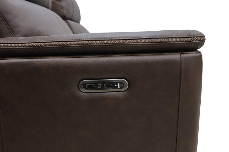 Vibe 76\" Genuine Leather Massage Power Reclining Loveseat with Immersive Audio and Power Headrests - Brown