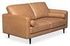 Edge 70" Genuine Leather Loveseat with Wood Legs and Removable Back Cushions - Brown | Causeuse Edge de 70 po en cuir véritable avec pattes en bois et coussins de dossier amovibles - brun