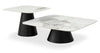 Hazel 39.5” Modern 2-Pack White Sintered Stone Top Coffee + End Table - Black and White