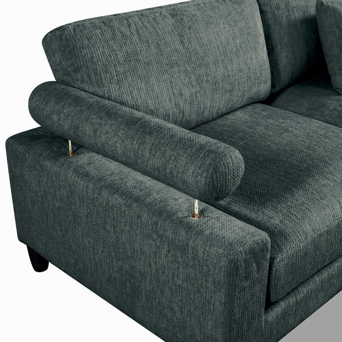 Lounge 5-Piece Chenille Modular Sectional with Ottoman– Grey