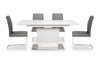 Naya 5pc Dining Package with 63-78.75"W Extension Table & 4 Chairs - Faux White Marble & Grey | Ensemble de salle à manger Naya 5 pièces avec table à rallonge, 63 po à 78,75 po (L), et 4 chaises - imitation de marbre blanc et gris