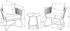 Sicily 3-Piece Outdoor Patio Conversation Set with 2 Chairs & Round Metal End Table - Resin Wicker, UV & Weather Resistant - Natural/Black | Ensemble de conversation Sicily 3 pièces pour la terrasse à l’extérieur avec 2 fauteuils et table