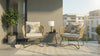 Sicily 3-Piece Outdoor Patio Conversation Set with 2 Chairs & Round Metal End Table - Resin Wicker, UV & Weather Resistant - Natural/Black | Ensemble de conversation Sicily 3 pièces pour la terrasse à l’extérieur avec 2 fauteuils et table