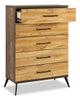 Silas Bedroom Chest of Drawers, 5-Drawer, 33"W x 47.5"H - Rustic Brown | Commode verticale de chambre à coucher Silas de 33 po (L) x 47,5 po (H) à 5 tiroirs - brun rustique