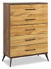 Silas Bedroom Chest of Drawers, 5-Drawer, 33"W x 47.5"H - Rustic Brown | Commode verticale de chambre à coucher Silas de 33 po (L) x 47,5 po (H) à 5 tiroirs - brun rustique
