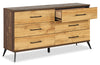 Silas Bedroom 6-Drawer Dresser, 64"W x 33.4"H - Rustic Brown | Commode de chambre à coucher Silas de 64 po (L) x 33,4 po (H) à 6 tiroirs - brun rustique