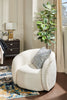 Solo 31.1" Sherpa Fabric Curved Accent Chair - Ice Cream  | Fauteuil d’appoint courbé Solo de 31,1 po en tissu sherpa - crème glacée