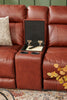 Sorrento 6-Piece Genuine Leather Power Reclining Sectional with Storage Console and USB Port - Madrid Brick Brown | Sofa sectionnel à inclinaison électrique Sorrento 6 pièces en cuir véritable avec console de rangement et port USB - brun brique de Madrid