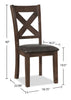 Talia Dining Chair with Vegan-Leather Fabric, Cross-Back - Grey/Brown | Chaise de salle à manger Talia en tissu de cuir végétalien avec dossier entrecroisé - gris-brun