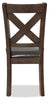 Talia Dining Chair with Vegan-Leather Fabric, Cross-Back - Grey/Brown | Chaise de salle à manger Talia en tissu de cuir végétalien avec dossier entrecroisé - gris-brun