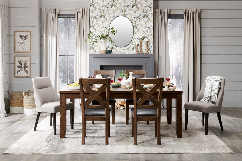Talia 5pc Dining Set with Table & 4 Chairs, 60-78\"W Extension - Grey/Brown