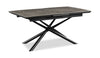 Tavo Dining Table with 63-79"W Extension, Sintered Stone & Metal, Geometric Pedestal Base - Grey/Black | Table de salle à manger Tavo en pierre frittée et métal avec rallonge de 63 po à 79 po (L) et base piédestal géométrique - grise et noire