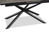 Tavo Dining Table with 63-79"W Extension, Sintered Stone & Metal, Geometric Pedestal Base - Grey/Black | Table de salle à manger Tavo en pierre frittée et métal avec rallonge de 63 po à 79 po (L) et base piédestal géométrique - grise et noire