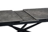 Tavo Dining Table with 63-79"W Extension, Sintered Stone & Metal, Geometric Pedestal Base - Grey/Black | Table de salle à manger Tavo en pierre frittée et métal avec rallonge de 63 po à 79 po (L) et base piédestal géométrique - grise et noire