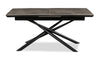 Tavo Dining Table with 63-79"W Extension, Sintered Stone & Metal, Geometric Pedestal Base - Grey/Black | Table de salle à manger Tavo en pierre frittée et métal avec rallonge de 63 po à 79 po (L) et base piédestal géométrique - grise et noire