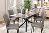 Tavo Dining Table with 63-79"W Extension, Sintered Stone & Metal, Geometric Pedestal Base - Grey/Black | Table de salle à manger Tavo en pierre frittée et métal avec rallonge de 63 po à 79 po (L) et base piédestal géométrique - grise et noire