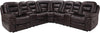 Leo 7-Piece Leather-Look Fabric Reclining Sectional with Storage Consoles and Cupholders - Walnut Brown