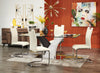 Tuxedo Dining Chair with Vegan-Leather Fabric, Metal - White | Chaise de salle à manger Tuxedo en tissu de cuir végétalien et en métal - blanche