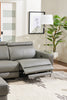 Valentino 3-Piece Left-Facing Genuine Leather Power Reclining Sectional with Adjustable Headrests - Grey | Sofa sectionnel de gauche à inclinaison électrique Valentino 3 pièces en cuir véritable avec appuie-têtes réglables - gris