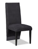 Vega Dining Chair with Polyester Fabric, Wood, Channeled Tufting - Black | Chaise de salle à manger Vega en tissu de polyester et bois avec capitonnage à canaux - noire