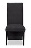 Vega Dining Chair with Polyester Fabric, Wood, Channeled Tufting - Black | Chaise de salle à manger Vega en tissu de polyester et bois avec capitonnage à canaux - noire