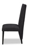 Vega Dining Chair with Polyester Fabric, Wood, Channeled Tufting - Black | Chaise de salle à manger Vega en tissu de polyester et bois avec capitonnage à canaux - noire