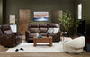 Vibe 85" Genuine Leather Massage Power Reclining Sofa with Immersive Audio and Power Headrests - Brown | Sofa de massage à inclinaison électrique Vibe de 85 po en cuir véritable avec son immersif et appuie-têtes électriques - brun