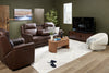 Vibe 85" Genuine Leather Massage Power Reclining Sofa with Immersive Audio and Power Headrests - Brown | Sofa de massage à inclinaison électrique Vibe de 85 po en cuir véritable avec son immersif et appuie-têtes électriques - brun