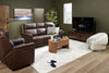Vibe 85" Genuine Leather Massage Power Reclining Sofa with Immersive Audio and Power Headrests - Brown | Sofa de massage à inclinaison électrique Vibe de 85 po en cuir véritable avec son immersif et appuie-têtes électriques - brun