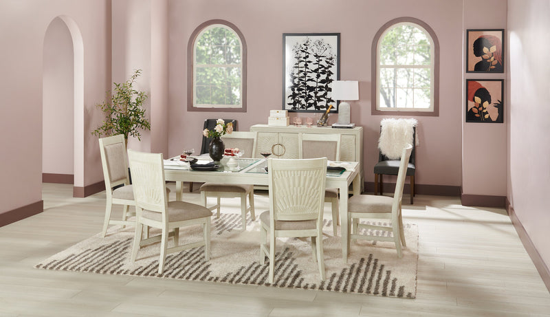 Vida Dining Table with Glass Inserts, 78\"W - Sand
