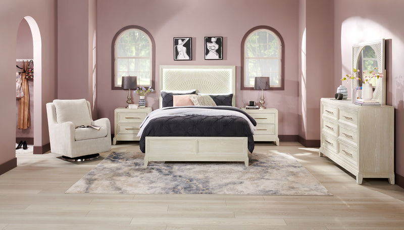 Vida Panel Bed with Headboard & Frame, Sand - Queen Size