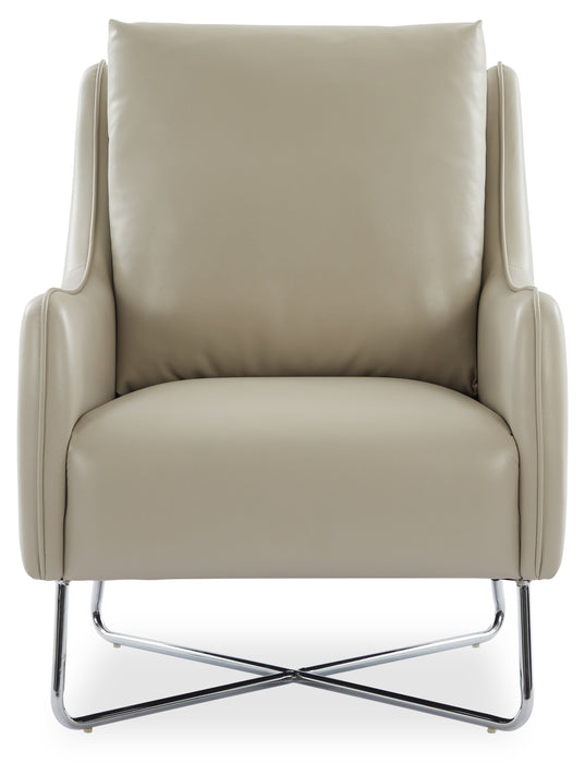 Vine 34.6\" Leather-Look Fabric Accent Chair with Metal Legs - Taupe 
