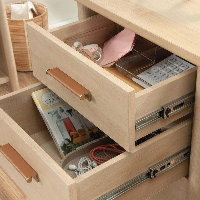 Whitaker Point 59.06\" Commercial Grade Computer Office Desk with 3-Drawers & Cabinet - Natural Maple