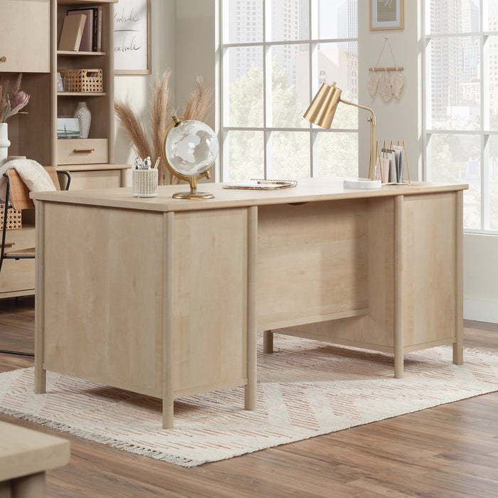 Whitaker Point 65.98\" Commercial Grade Executive Office Desk with 5-Drawers & Cabinet - Natural Maple