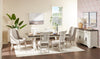 Willow Dining Table with Trestle Base, 84-106"W Extension - Rustic White & Brown | Table de salle à manger Willow avec base à tréteaux et rallonge de 84 po à 106 po (L) - blanc rustique et brune