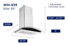 Hauslane Chef 30" Convertible Wall Mount Range Hood - WM-639SS-30|Hotte de cuisinière murale convertible Chef de Hauslane de 30 po - WM-639SS-30
