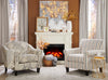 Made in Canada Wynn 33" Linen-Look Fabric Accent Chair with Flared Arms and Wood Legs - Floral Multicolour  | Fauteuil d’appoint Wynn de 33 po fabriqué au Canada en tissu d’apparence lin avec accoudoirs évasés et pattes en bois - floral multicolore
