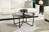 Xander 36" Modern Round Glass Top Coffee Table - Black and Gold with Metal Legs|Table à café ronde moderne Xander de 36 po avec dessus en verre - noire et dorée avec pattes en métal