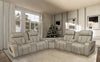 Zen 3-Piece Leather-Look Fabric Power Reclining Sectional with Massage and Two Refrigerator Consoles - Apricot | Sofa sectionnel à inclinaison électrique Zen 3 pièces en similicuir avec massage et 2 consoles avec réfrigérateur - abricot