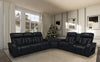 Zen 3-Piece Leather-Look Fabric Power Reclining Sectional with Massage, Drop-Down Console and Refrigerator - Black | Sofa sectionnel à inclinaison électrique Zen 3 pièces en similicuir avec massage, console rabattable et compartiment réfrigéré - noir