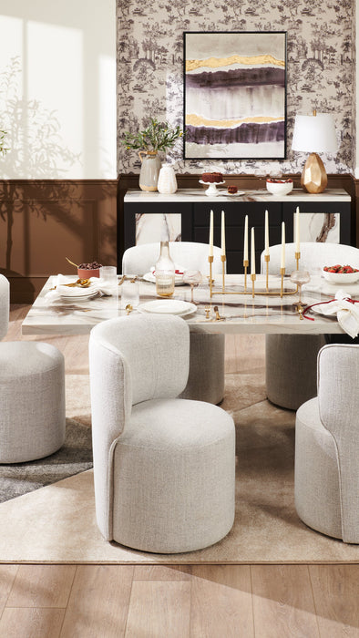 Zola Gliding Dining Chair with Polyester Fabric - Cloud Grey