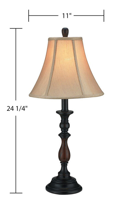 Traditional Antiqued-Bronze 3-Piece Set, Floor and Two Tables Lamps