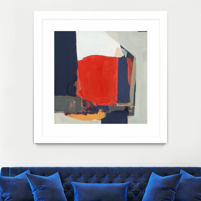 \"Orange Crush V6\" Matted and Framed White 30x30 Wall Art