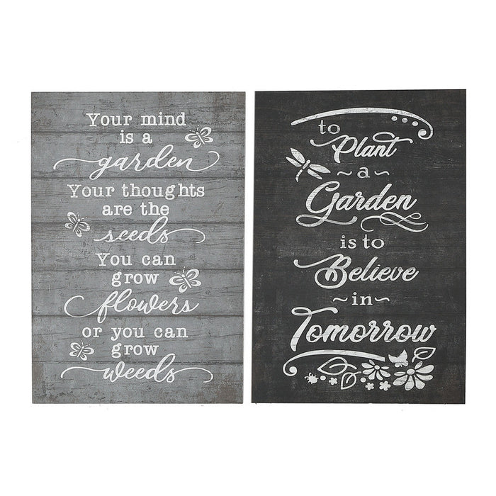 Wood Wall Sign Inspirational Garden Quote - Set of 2