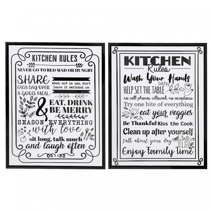 Canvas Wall Sign Kitchen Rules 16 x 20 - Set of 2 Wall Decor