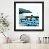 "Boats" Matted and Framed Black 30x30 Wall Art