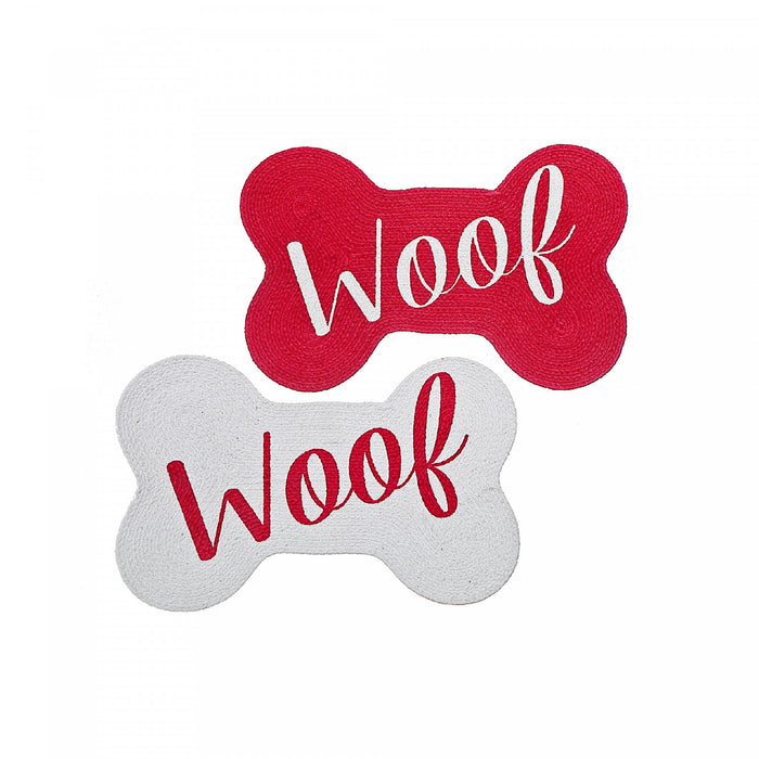 Braided Cotton Bone Shape Pet Mat Woof - Set of 2 Floormat
