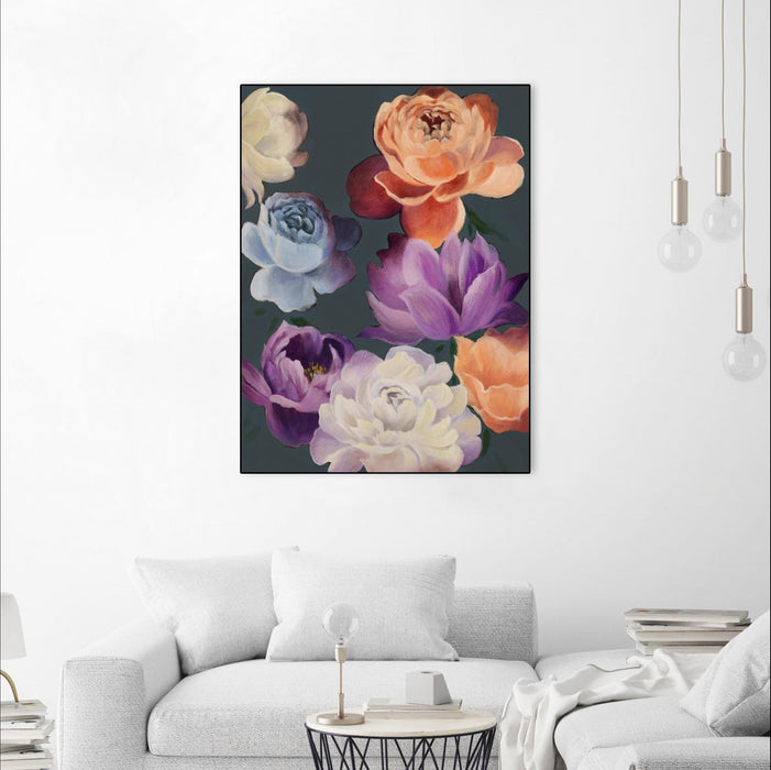 \"November Blooms\" Canvas Framed Black 18x24 Wall Art